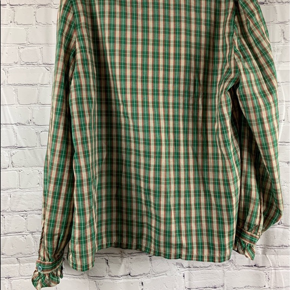 VINTAGE Blouse Button Down w/ Puff Sleeves & Ruffle Style Collar Red & Green - Picture 5 of 7